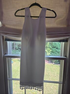 Sleeveless Sail To Sable White Sheath Dress with Intricate Hem- NWT